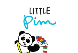 Little Pim logo with a panda holding flags of many countries