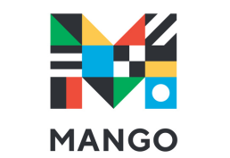 Colorful capital letter M with the word Mango below it